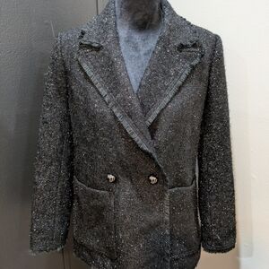Black Sparkle Tweed Women's Blazer 10-12